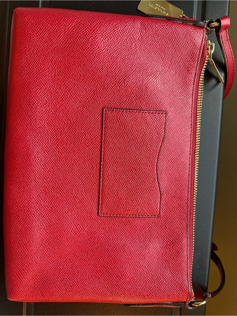 Coach Red Leather Messenger Crossbody with Gold Hardware